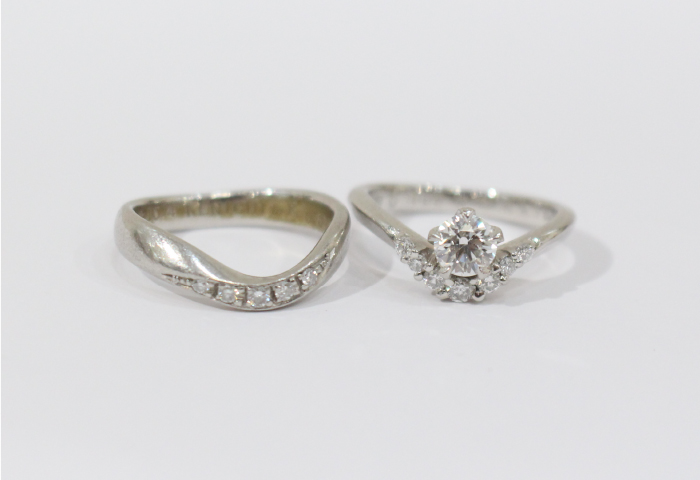▲Before：お客様の婚約指輪と結婚指輪